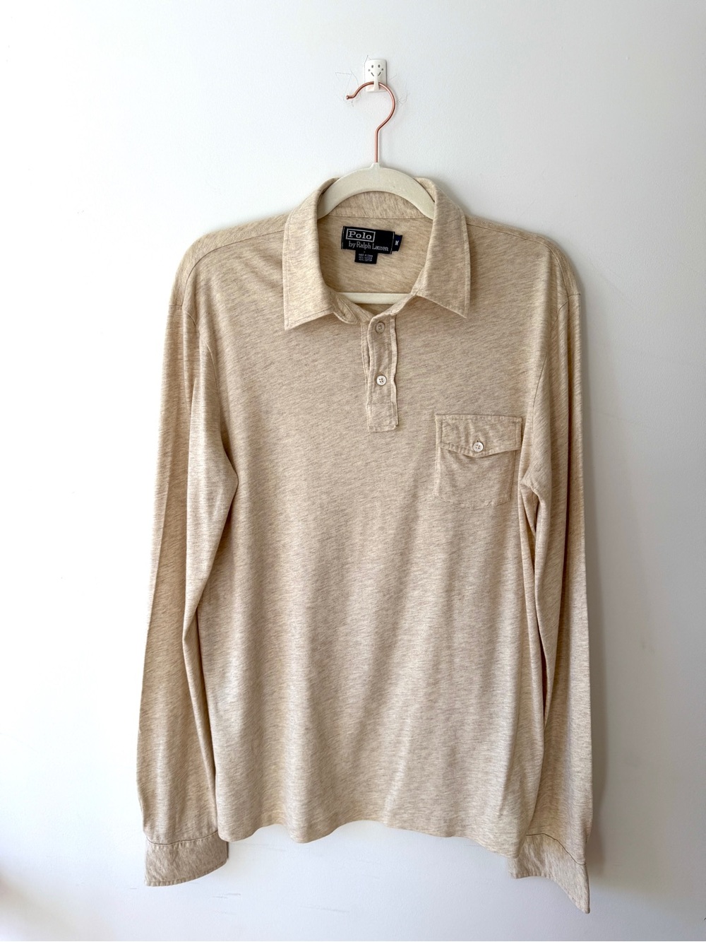 Polo Ralph Lauren Long Sleeve Polo Shirt Beige Si… - image 3